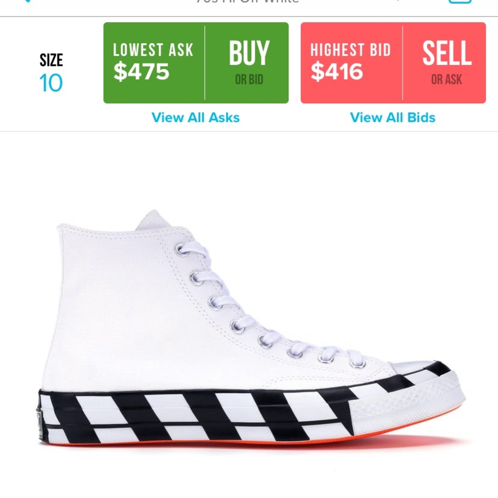 size 10 9/10 Nike x Off white converse